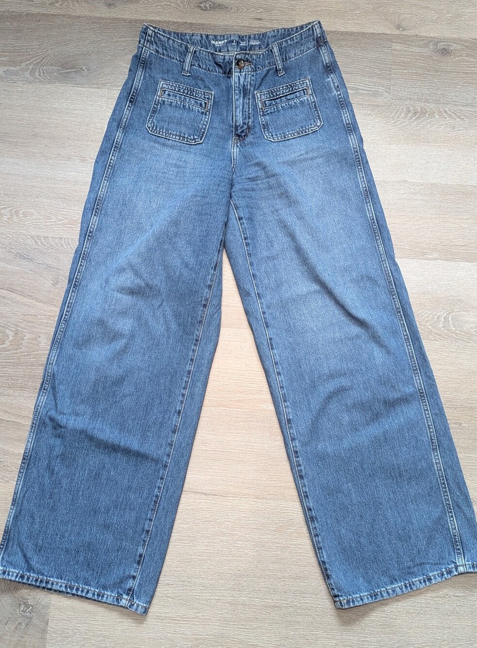 Wide-Leg Blue Denim Jeans - Old Navy